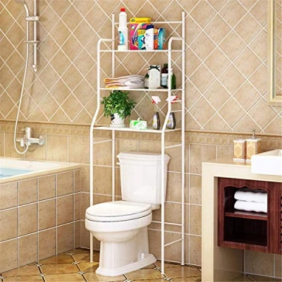 Afbeelding van 3 laags, WC plank, badkamerrek boven het toilet, toiletplank (Wit)