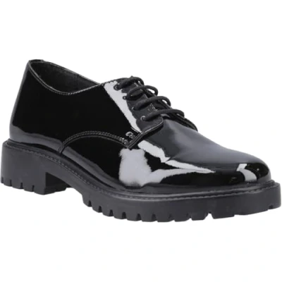 Afbeelding van Hush Puppies Aubrey Leren Meisjes Zwarte Derby Schoenen, Zwart, 12 UK