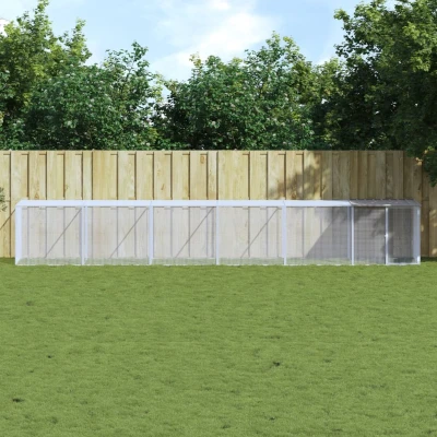 Afbeelding van vidaXL Kippenhok met dak 603x98x90 cm gegalvaniseerd staal lichtgrijs