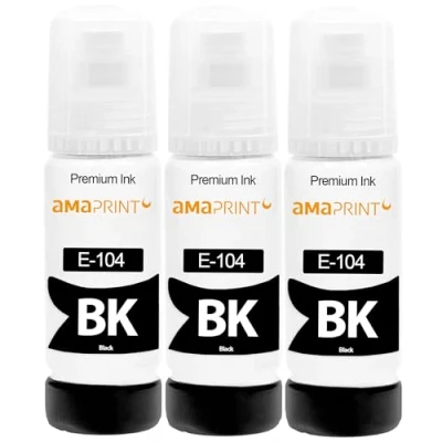 Afbeelding van Amaprint 3 XL Inkt compatibel met Epson 104 Zwart voor EcoTank ET 1810 2710 2711 2712 2714 2715 2720 2721 2726 2810 2811 2812 2814 2815 2820 2821 2825 2826 4700 4800 (3 x 70ml)