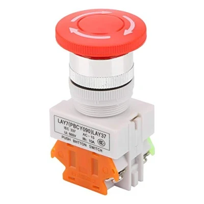 Afbeelding van 220V Zelfsluitende Noodstop Drukknopschakelaar 5A 22mm Rood