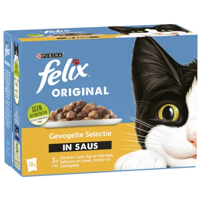 Afbeelding van Felix Multipack Original Gevogelte Selectie In Saus Kattenvoer Eend Kip Kalkoen 12x85 g