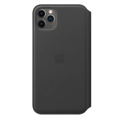 Afbeelding van Origineel Apple iPhone 11 Pro Max Hoesje Echt leder Bookcase Zwart Telefoonhoesje