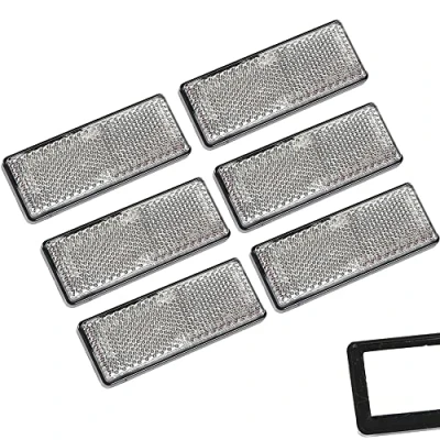 Afbeelding van AOHEWEI 6 x reflectoren, zelfklevend, wit, zijstralers, kattenogen, rechthoekig, om op te plakken, veiligheid achter reflecterend, voor hekpalen, aanhangers, caravans, ECE goedkeuring