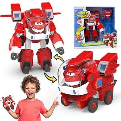 Afbeelding van Super Wings EU750321 Robot Suit with Mini Jett Transforming Figure Plane Vehicle Playset Toys for 3+ Years Old Boys Girls, Red, 7&#039;