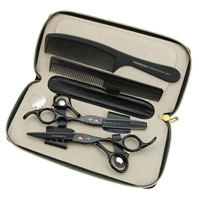Afbeelding van JIESENYU Professionele kappersschaar 6 inch zwart haar dunner schaar vg10 Japanse (set)