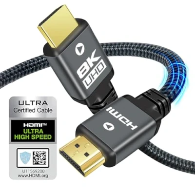 Afbeelding van Yauhody HDMI 2.1 Kabel 3m 8K 60Hz, 4K 120Hz/144Hz 48Gbps Ultra High Speed Nylon Gevlochten Cable eARC, HDCP 2.2&amp; 2.3, Dynamic HDR Dolby, 3D, compatibel met PS5, PS4, TV, Switch etc