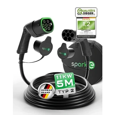 Afbeelding van SPARK E type 2 oplaadkabel 11kW 5M voor EV elektrische auto&#039;s incl. tas auto 16A3P mode 3 laadkabels Wallbox