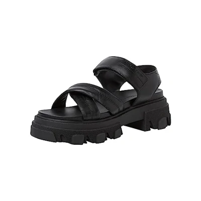 Afbeelding van Marco Tozzi Sandalen met plateauzool, Dames, Maat: 40, Black Leer