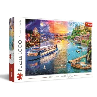 Afbeelding van Trefl Rondvaart op de rivier Puzzel met 1000 stukjes DIY puzzel, Geschilderde afbeelding, Creatieve ontspanning, voor volwassenen en kinderen vanaf 12 jaar
