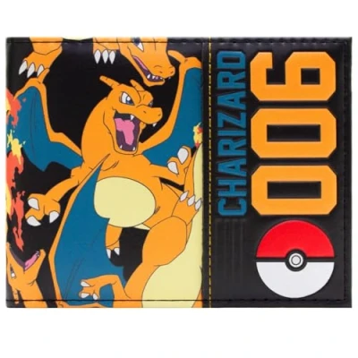 Afbeelding van Charizard Vlammend Vuur 006 Pokeball Portemonnee/Beurs Bi Fold ID &amp; Kaarthouder, Oranje