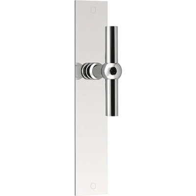 Afbeelding van Formani Deurkruk FERROVIA FVT110P236SFC T model ongeveerd op schild blind gepolijst RVS