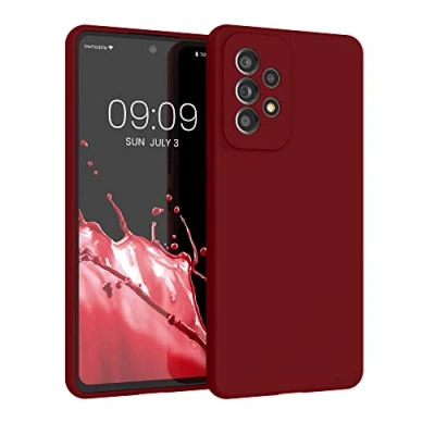 Afbeelding van kwmobile telefoonhoesje geschikt voor Samsung Galaxy A53 5G Hoesje met siliconen coating Smartphone case in rabarber rood