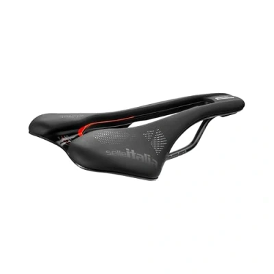 Afbeelding van Selle Italia SLR Boost KC TM Superflow Fietszadel met Klassiek ontwerp, Comfortabel Racefietszadel in Gel en gat, Chroom Mangaan Frame Maat L3, Zwart/Rood