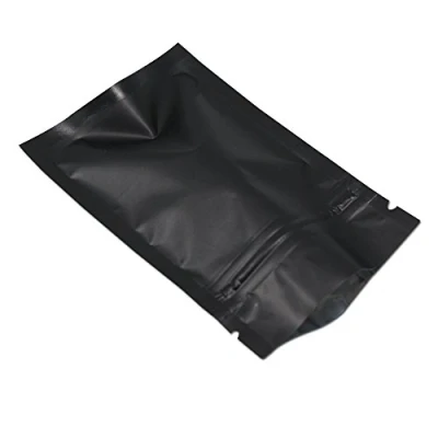 Afbeelding van Plastic zakjes met gripseal, 100 stuks, aluminiumfolie, gripsluiting, gemaakt van mylar, geschikt voor levensmiddelen, geurdicht, matzwart, 7 x 10 cm