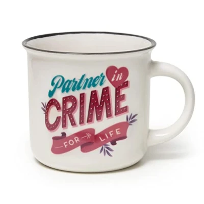 Afbeelding van Legami Cup Puccino, mok van porselein, New Bone China, thema partner uit Crime, Take a Break Collection, inhoud 350 ml, vaatwasmachinebestendig, magnetronbestendig