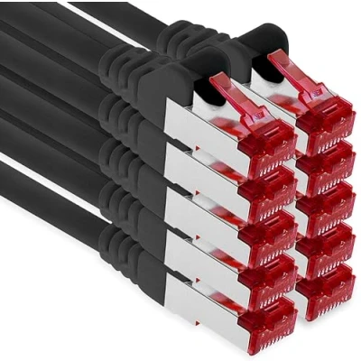 Afbeelding van 1m Cat6 Lan Ethernet Kabel Patch Netwerk Cat 6 1000 Mbit/s RJ45 Plug Internet voor TV Computer Switch Gaming etc. zwart 10 stuks