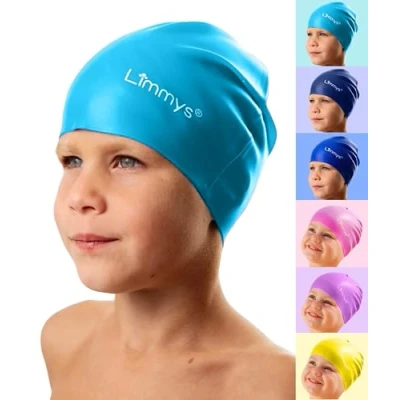 Afbeelding van Limmys Kids Badmuts 100% Silicone Cap Zwemmuts voor Jongens en Meisjes Premium Kwaliteit, Rekbare Comfortabele Kinderen Verkrijgbaar in Allerlei Mooie Kleuren (Lichtblauw)