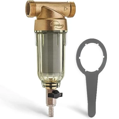 Afbeelding van iSpring WSP 100 terugspoelfilter, waterfilter, herbruikbaar spin dow sedimentwaterfilter, voorfilter voor fonteinwaterslang, G 1 inch 3/4 inch, μm