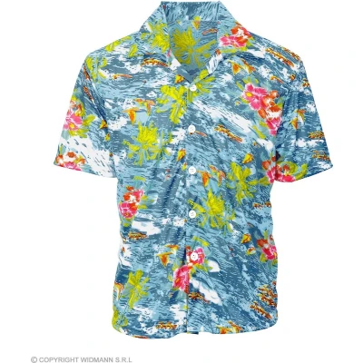 Afbeelding van Widmann Hawaii &amp; Carribean Tropisch Kostuum Shirt Ocean Island Blauw Man Medium / Large Carnavalskleding Verkleedkleding