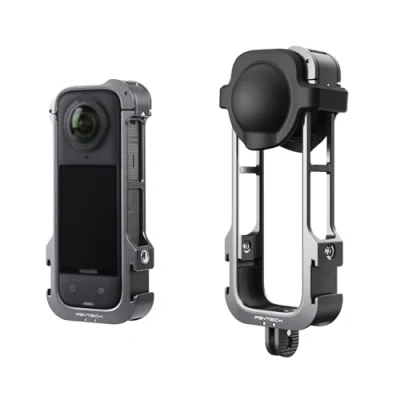 Afbeelding van PGYTECH Aluminium Camerakooi voor Insta360 X4, Beschermhoes met siliconen lenskap, Behuizingsframe 1/4&quot; schroefdraden, Koudeschoenmontage GoPro en andere Actiecamera Accessoires