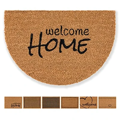 Afbeelding van deurmat kokos welcome home design halfrond zuivere loop 40x60 cm binnen antibacteriële kokosmat natuurlijk materiaal