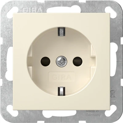 Afbeelding van GIRA Wandcontactdoos met randaarde Kinderveilig 1V Wit (creme) 475501