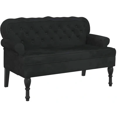 Afbeelding van vidaXL Bankje met rugleuning 119,5x64,5x75 cm fluweel zwart
