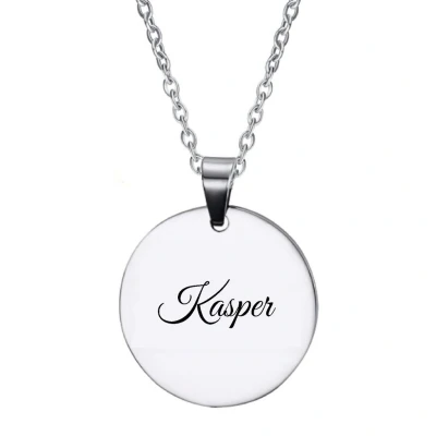 Afbeelding van Ketting RVS Met Naam Gravering Kasper Zilver Rond