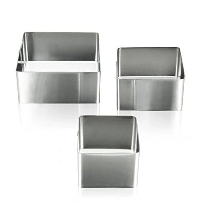 Afbeelding van Metaltex Vierkante Kookringen 3 Stuks 6/8/10 cm RVS