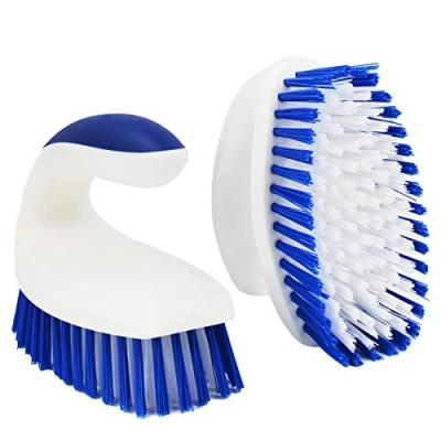Afbeelding van ITTAHO 2 STKS stijve borstelharen schrobben borstels voor reiniging, Heavy Duty schrobbborstel, hand borstel met massief handvat vloer, tapijt, tegels, bad, badkamer, dek (Blue wit)