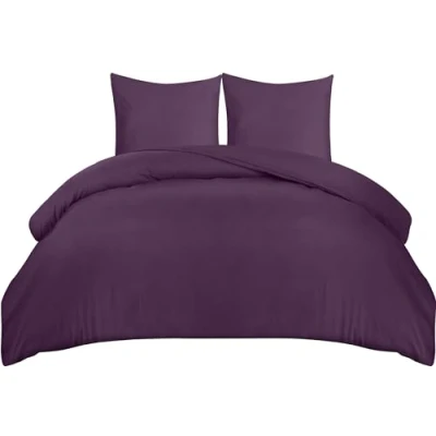 Afbeelding van Utopia Bedding Dekbedovertrek Set Zachte Microvezel 240x220cm met Kussenslopen 65x65cm Beddengoed Paars
