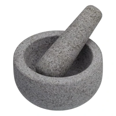 Afbeelding van MasterClass, Stamper en vijzel, niet poreuze granieten vijzel stamper, 12 x 9 cm, grijs