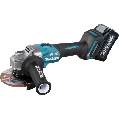 Afbeelding van Makita GA005GM201 40 V Max Haakse slijper 125 mm 4,0 ah accu (2 st), snellader, in mbo,x met vastzetschakelaar