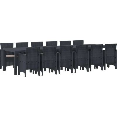 Afbeelding van vidaXL 13 delige tuinset met kussen in anthraciet poly rattan