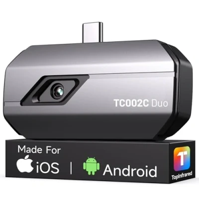 Afbeelding van TOPDON TC002C Duo Warmtebeeldcamera voor Android iPhone iOS, 512 x 384 TISR superresolutie, infrarood camera met USB C, 25Hz, 40mK, 20℃ tot 550 inspectie van gebouwen, voertuigen, lekken