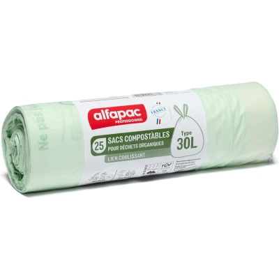 Afbeelding van Afvalzak met trekkoord Organisch afval 30 l Groen