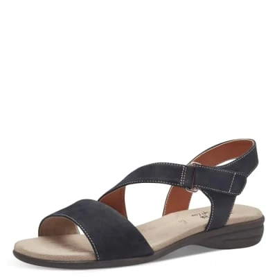 Afbeelding van Jana Softline 8 28167 42 805 Damessandalen, marineblauw, comfortabele extra brede alledaagse schoen, feestelijk, elegant, platte sandalen, 38 EU breed, Donkerblauw, Breed