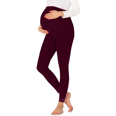Afbeelding van BE Mammy Dames Leggings Zwangerschapskleding Lange 7/8 Viscose BE20 262 LE Wijnrood XL