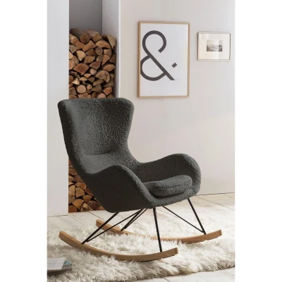 Afbeelding van SalesFever Schommelstoel met bekleding in imitatiebont look