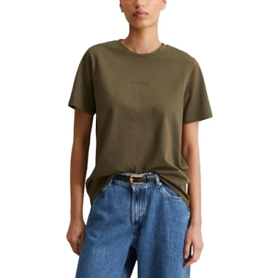 Afbeelding van Marc O&#039;Polo Denim LOGO Print Tshirt basic, Dames, Maat: Large, Dark wood