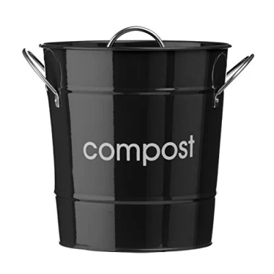 Afbeelding van Premier Housewares 510014 Compostbak Keuken Staal Tuin, Buiten Zink, Zwart, H21 x B19 D19cm