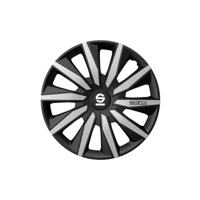 Afbeelding van Sparco Wieldoppen Milano 16 inch Zwart/Zilver Set van 4 stuks