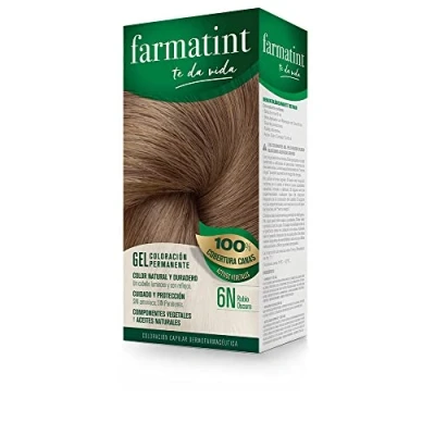 Afbeelding van Farmatint Permanente haarverf, 6N donkerblond, natuurlijk haar en langdurige kleur, zonder ammoniak, parabenen, paraffines siliconen, 135 ml