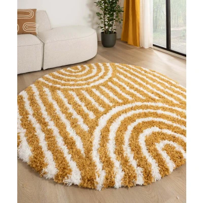 Afbeelding van Rond Tapijt/Vloerkleed Scandinavisch Cozy Arch Okergeel 160 Cm