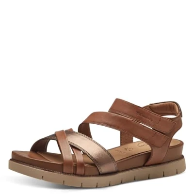 Afbeelding van Tamaris Sandalen met plateauzool, Dames, Maat: 38, Nut comb Leer/ synthetisch