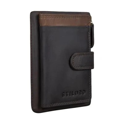 Afbeelding van STILORD &#039;Garrett&#039; Lederen Kaarthouder met Sleuteletui voor Mannen Vrouwen Mini RFID Wallet Kleine Portemonnee Vintage Card Case Echt Leer, Kleur:donker bruin