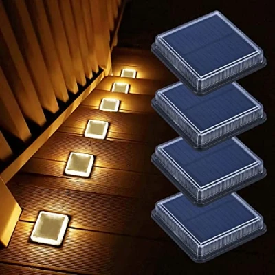 Afbeelding van Lacasa Solar Buitenverlichting 4 stuks Solarlampen voor Buiten, Deck Lights, Trapverlichting waterdichte IP68 Tuinverlichting Terras, Oprit, 50lm, Warm Wit licht 3000K