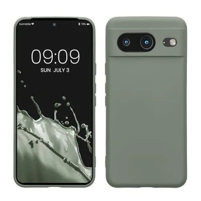 Afbeelding van kwmobile telefoonhoesje geschikt voor Google Pixel 8 Hoesje smartphone Precisie camera uitsnede TPU back cover in grijsgroen