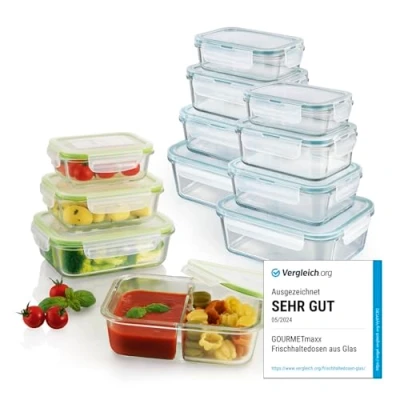 Afbeelding van GOURMETmaxx glazen vershoudblikken click it 24 stuks.